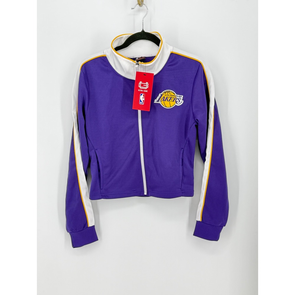 LA Lakers New Y2K Womens Purple Cropped Track Jacket Ultra Game Large Streetwear